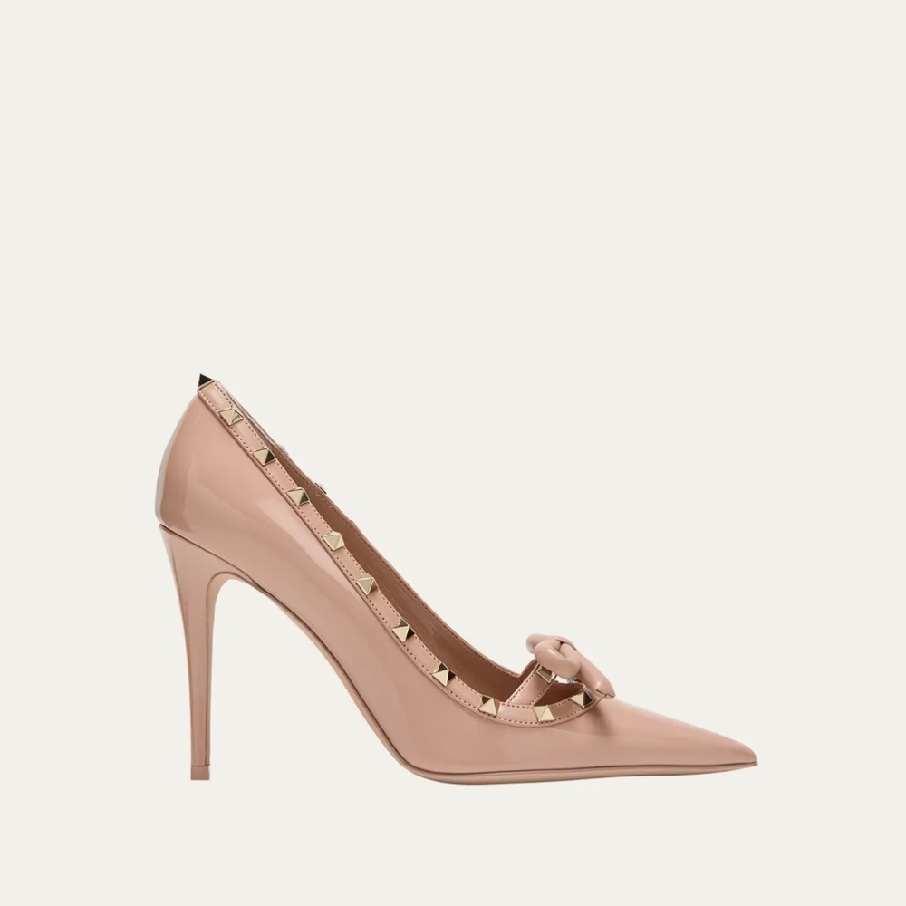 Valentino Garavani patent leather pumps with contrast matte leather and Rockstud